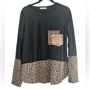 GSL Apparel Leopard Print Long Sleeve Top Size Medium